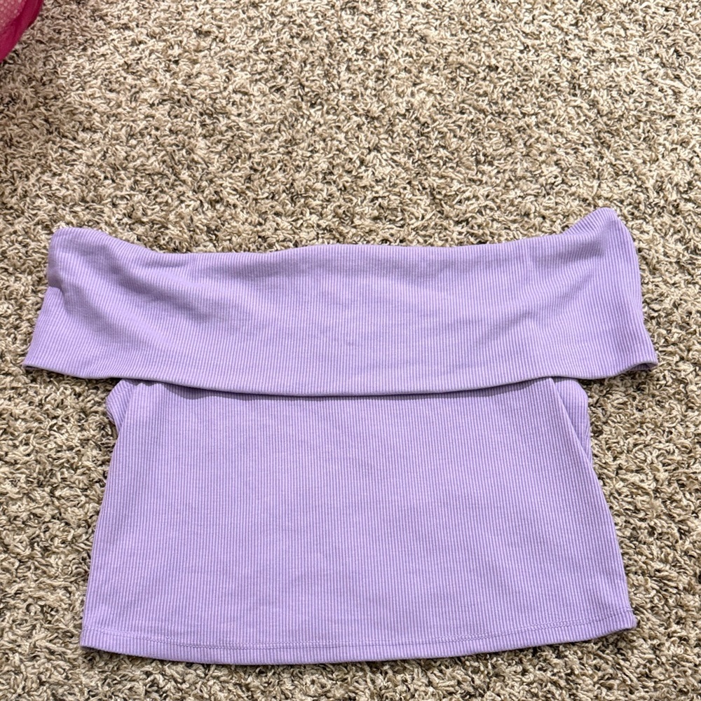 H&M Lilac Off-Shoulder Crop Top